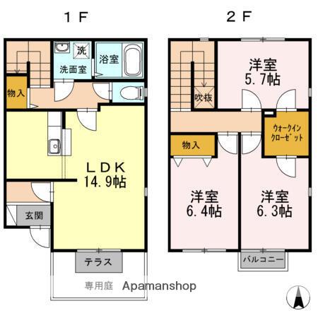 リースランド吉松Ⅰ(3SLDK)の間取り写真