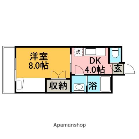 ドルフィン大野城(1K/5階)の間取り写真