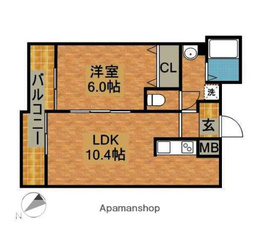 エルスタンザ春日原(1LDK/4階)の間取り写真