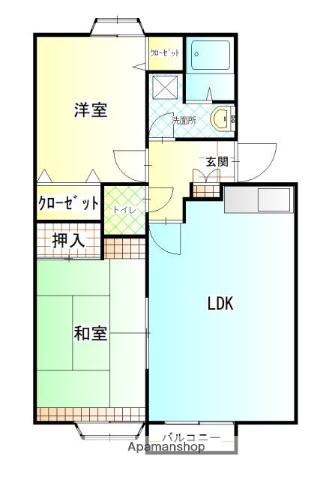 メロディハイツ春日公園(2LDK/2階)の間取り写真