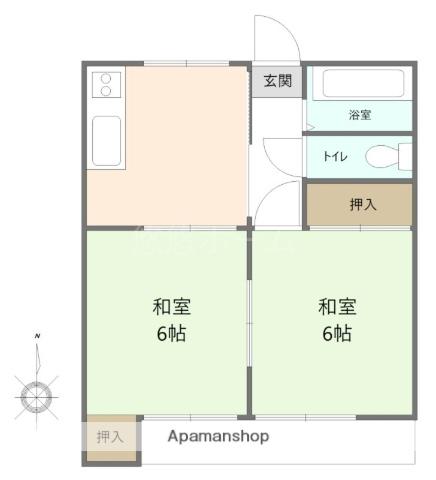 城東コーポ(2DK/2階)の間取り写真