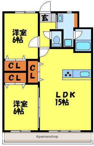 プレジール(2LDK/4階)の間取り写真