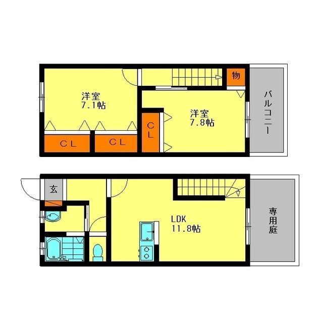 グローリア(2LDK/1階)の間取り写真