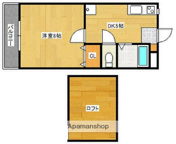 コメット五条Ⅰ(1DK/2階)の間取り写真