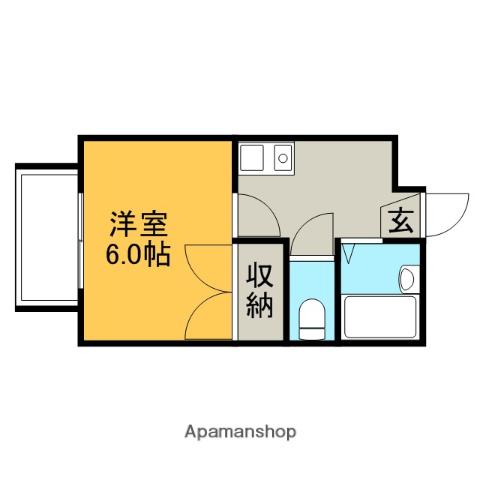 キャンパー白木原(1K/1階)の間取り写真