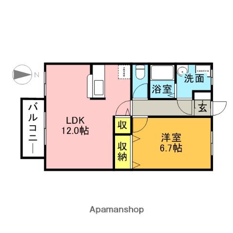 ピーチカーサⅢ(1LDK/3階)の間取り写真