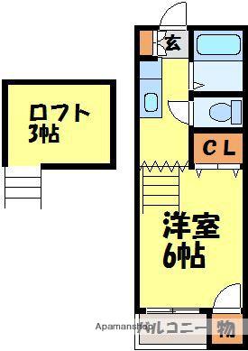 ハピネス白木原(1K/3階)の間取り写真