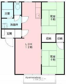 ファミリー坂・富D棟(2LDK/2階)の間取り写真