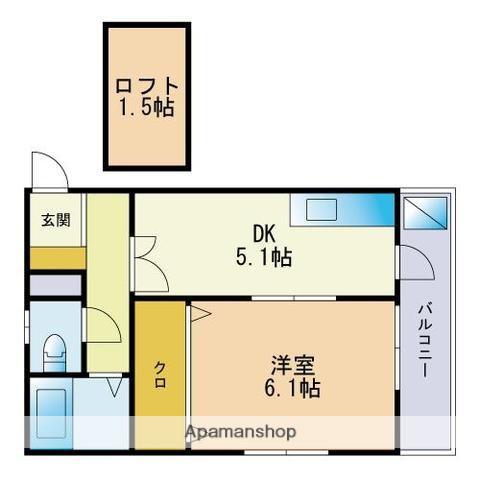 SK白木原(1DK/1階)の間取り写真