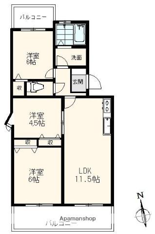 コンフォールカヤノ(3LDK/3階)の間取り写真