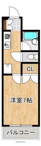 TWINS PLAZAA・B(1K/4階)の間取り写真