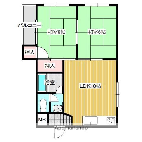 旭ハイツ(2LDK/1階)の間取り写真