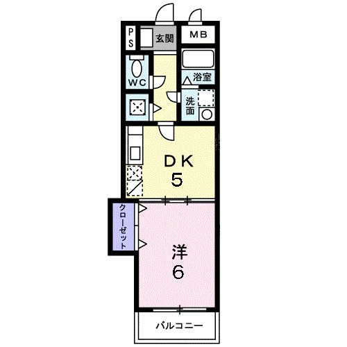 CASA GIALLA(1DK/4階)の間取り写真