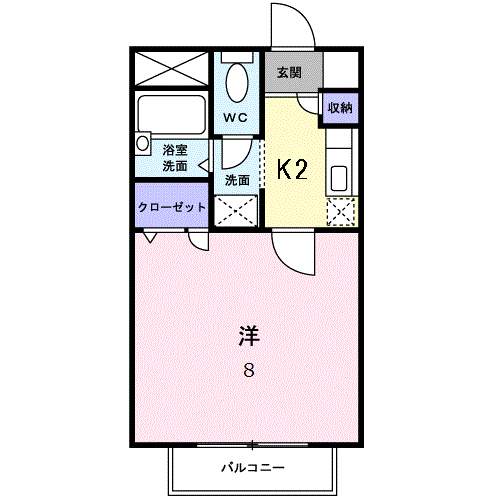 エスペランサ筑紫野Ⅱ(1K/1階)の間取り写真