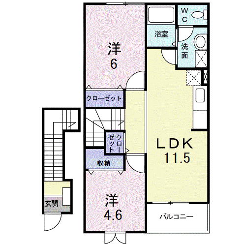 サンベールコガⅡC(2LDK/2階)の間取り写真