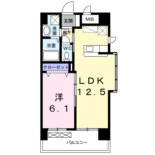 パークサイド仲畑(1LDK/5階)の間取り写真