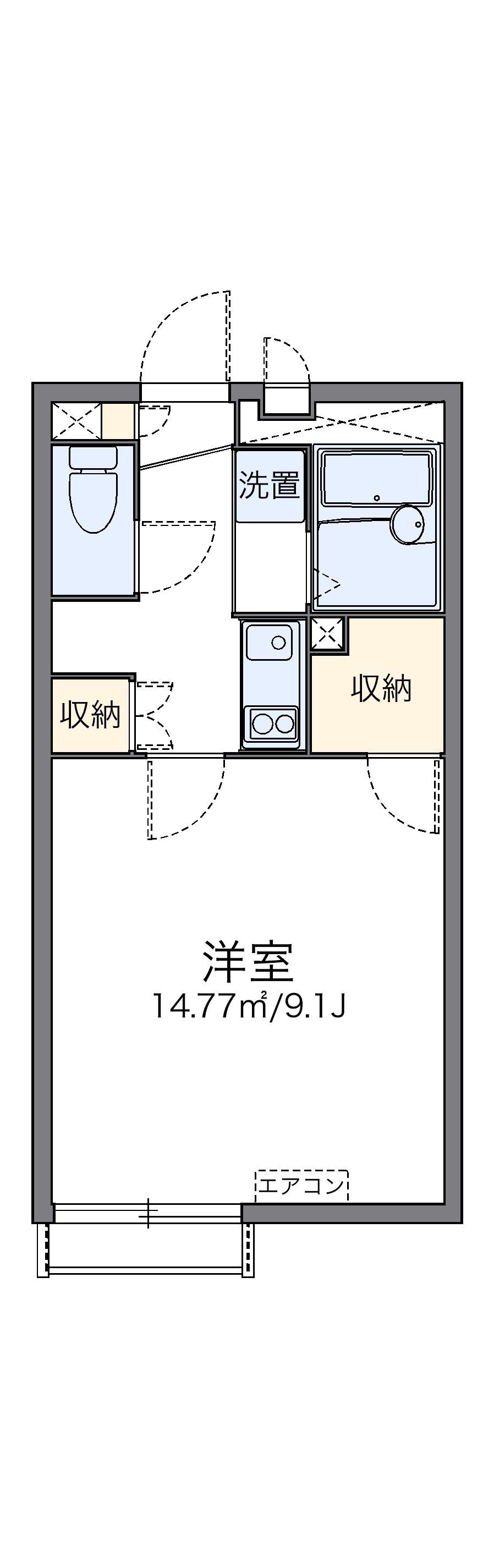 レオネクストシャローF(1K/2階)の間取り写真