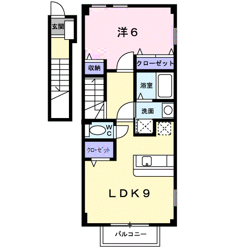 ラフィーネITO六番館(1LDK/2階)の間取り写真