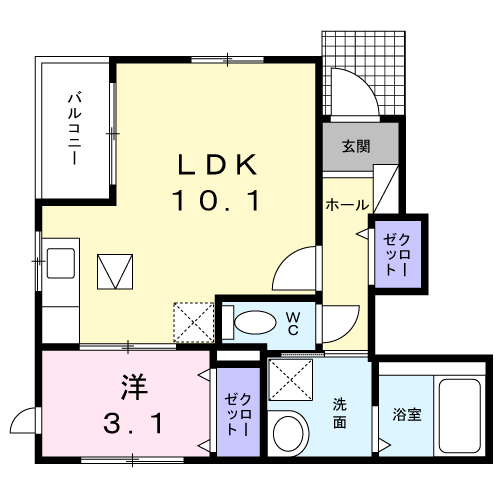 アルカンシェル・吉田B(1LDK/1階)の間取り写真
