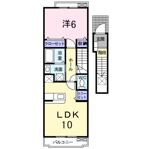 トレポンテⅠ(1LDK/2階)の間取り写真