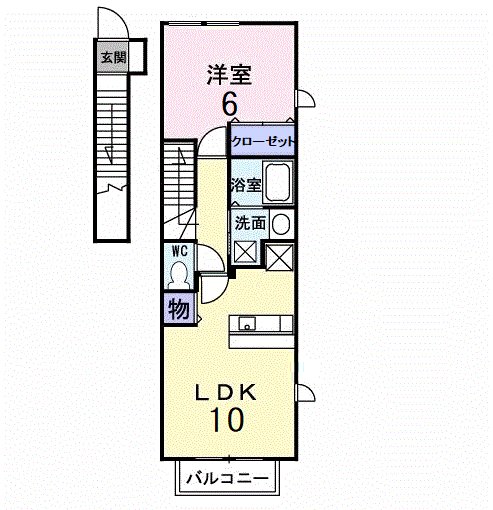カームミナミⅡ(1LDK/2階)の間取り写真