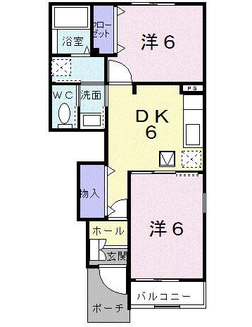 シャルマン御笠Ⅴ(2DK/1階)の間取り写真