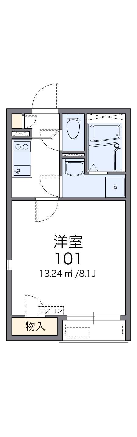 レオネクストアジュール都府楼南(1K/1階)の間取り写真