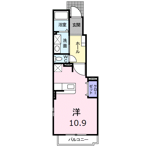 トレポンテⅡ(ワンルーム/1階)の間取り写真