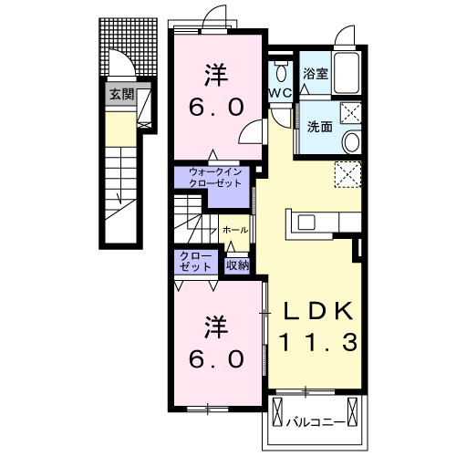BRUNOⅢ(2LDK/2階)の間取り写真