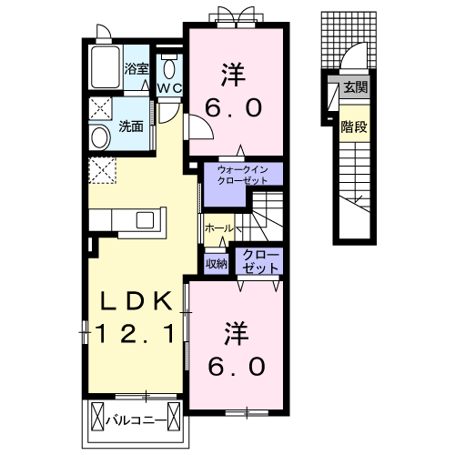 ブラン ミュール 筑前二番館(2LDK/2階)の間取り写真