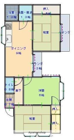 松尾コーポ(3LDK/2階)の間取り写真