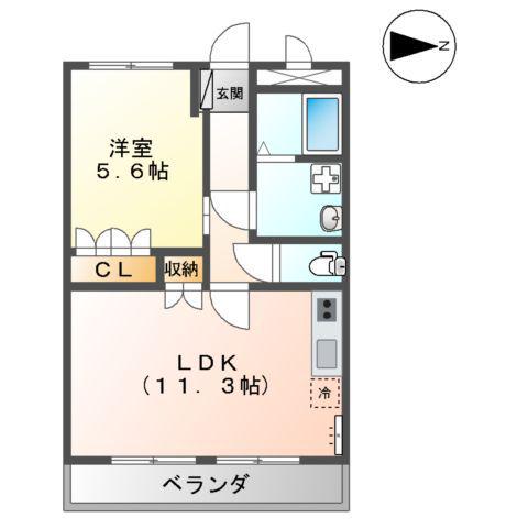 メゾンドコンフォースⅠ(1LDK/2階)の間取り写真
