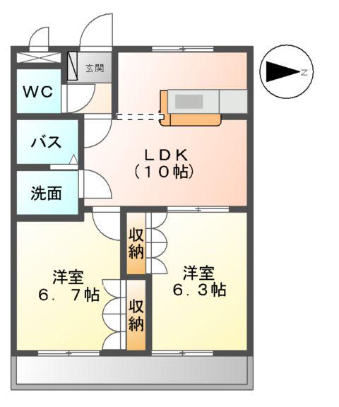 スマイルハイム(2LDK/2階)の間取り写真