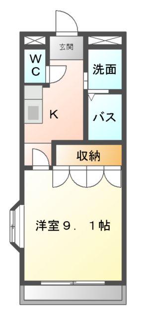 ベルファスト伯爵館(1K/1階)の間取り写真