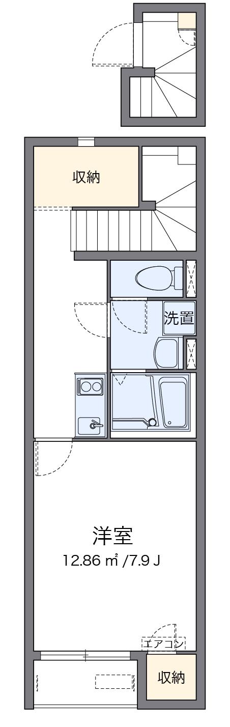 クレイノグレイス上津Ⅲ(1K/2階)の間取り写真