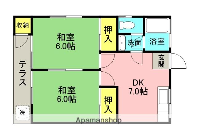 メゾン大城(2DK/2階)の間取り写真