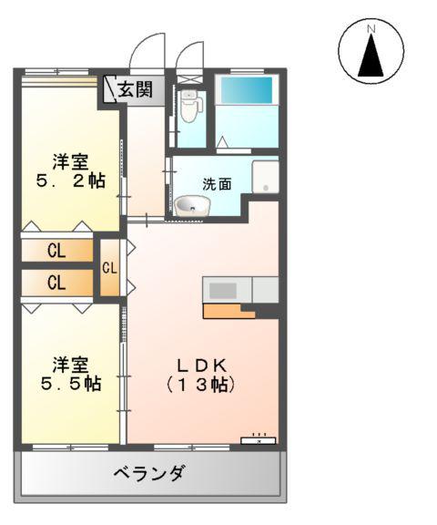 SOPHIA GARDEN(2LDK/3階)の間取り写真