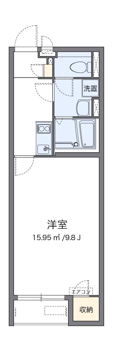 クレイノFLOWER 和(1K/1階)の間取り写真
