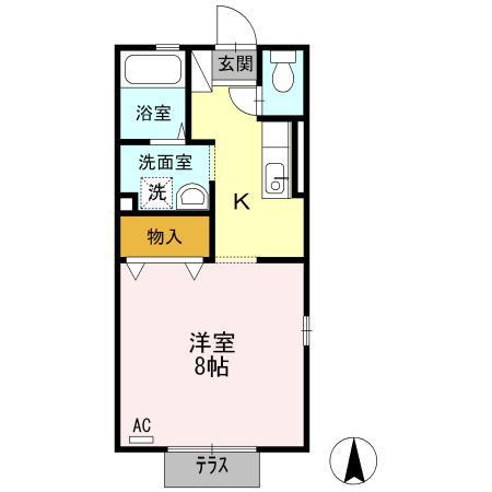 ロイヤルパーク蔵上(1K/1階)の間取り写真