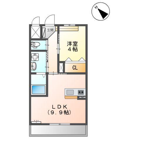 ソラーレ基山(1LDK/2階)の間取り写真