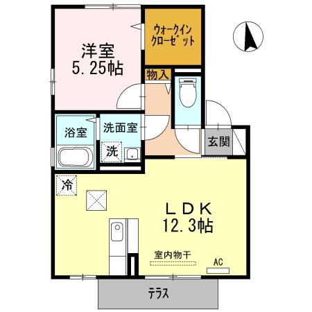 ソフィアコートⅤ B棟(1LDK/1階)の間取り写真