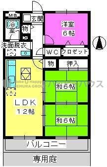 サンハイツ公園通(3LDK/1階)の間取り写真