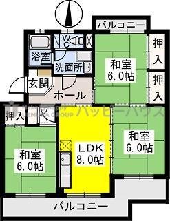 ビレッジ都府楼Ⅱ(3DK/4階)の間取り写真