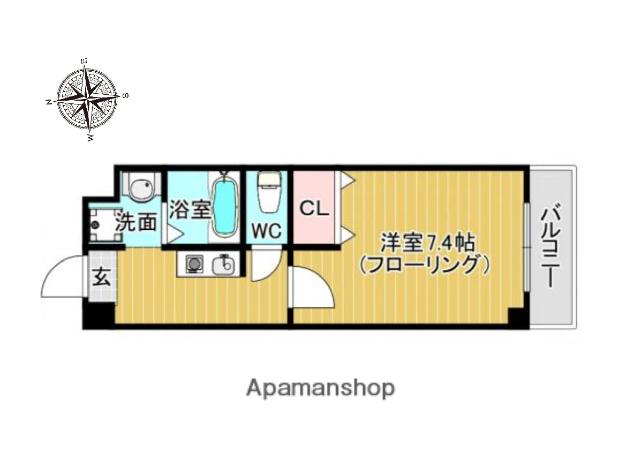 エスティハイム20(1K/4階)の間取り写真