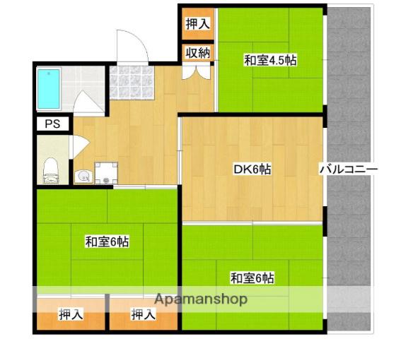 大産桜ヶ丘ビル(3DK/2階)の間取り写真