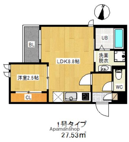R-SMART 二日市西(1LDK/1階)の間取り写真