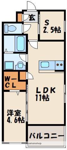 KAKERU PLUS(1SLDK/2階)の間取り写真