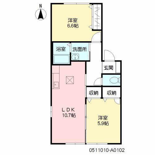 ウェルカム小郡A(2LDK/1階)の間取り写真