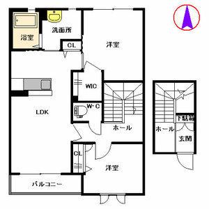 ファインシアコート(2LDK/2階)の間取り写真