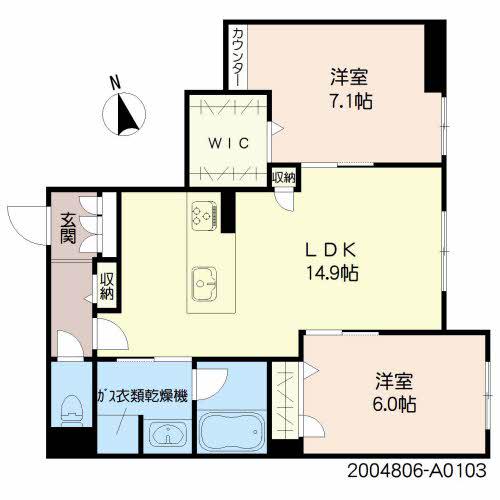 BEREO STAGE 新鳥栖(2LDK/1階)の間取り写真